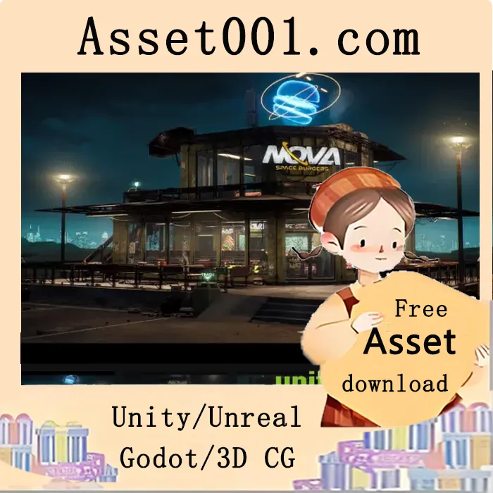Nova Space Burgers：赛博朋克废弃餐厅及酒吧场景包（含高质量原创资产）|Nova Space Burgers / Cyberpunk Abandoned Restaurant / Space Bar + ULAT v5.3+