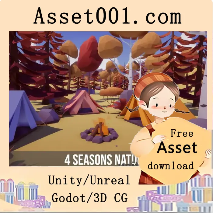低多边形四季森林资源包：247个预制件，支持Unity 2020.3+全材质渲染|Low Poly 4 Seasons Nature v1.0