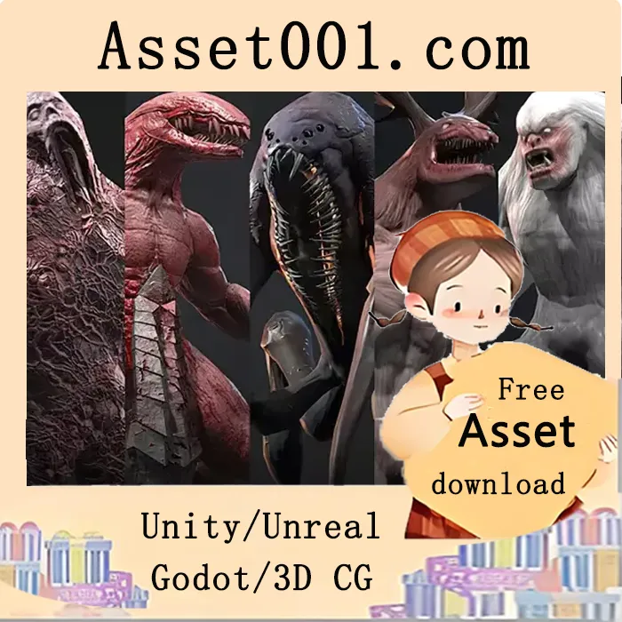 恐怖题材5款怪物角色资产包：僵尸变异体、食人者、昆虫类、野兽与维恩迪戈|Horror Creatures v1.0