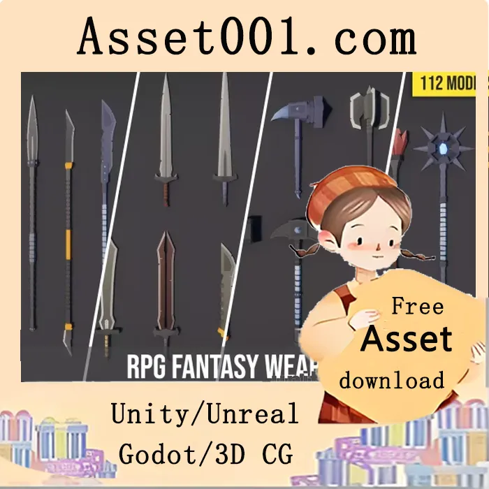 112款独特低多边形奇幻武器资源包|Low Poly RPG Fantasy Weapons v1.0