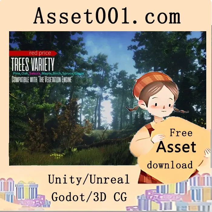Unity Trees Variety (BIP) v2.4 包含11种树木和7种植物，支持Unity风系统与地形百叶窗|Trees Variety (BIP) v2.4
