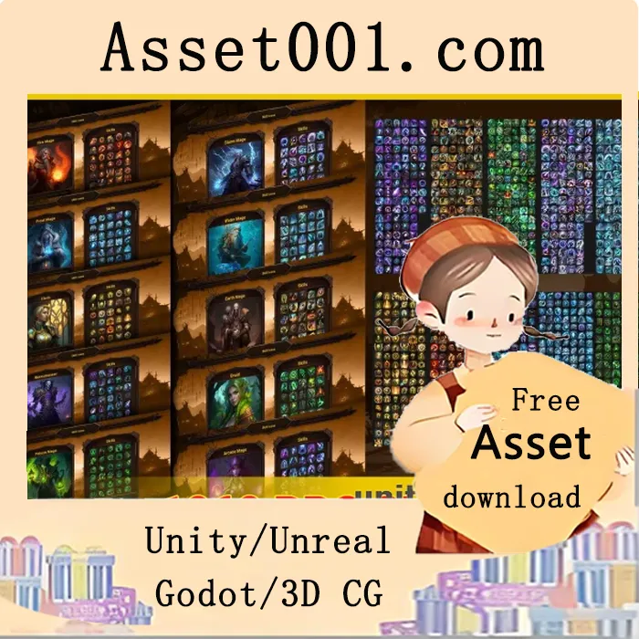 Unity RPG技能图标资产包：包含1063个分类图标及类选择界面|1060 RPG Skill Icons v5.3