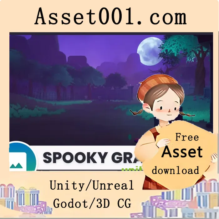 使用模块化环境包与通用渲染管线创建恐怖风格游戏场景|Spooky Graveyard - Stylized Fantasy Environment v1.2