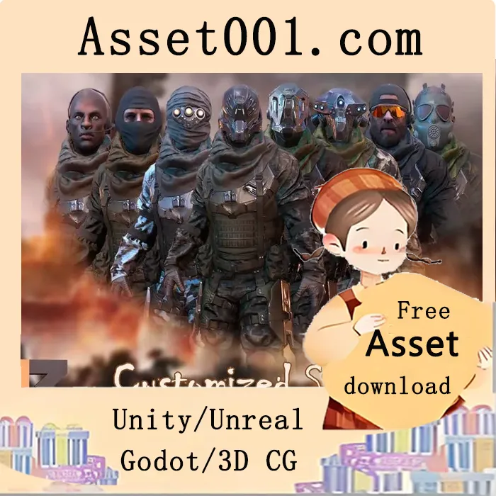 Unity资产商店全新PBR定制士兵角色v1.0发布（4K高清纹理、8种头型与伪装、高质量武器）|PBR Customized Soldier v1.0
