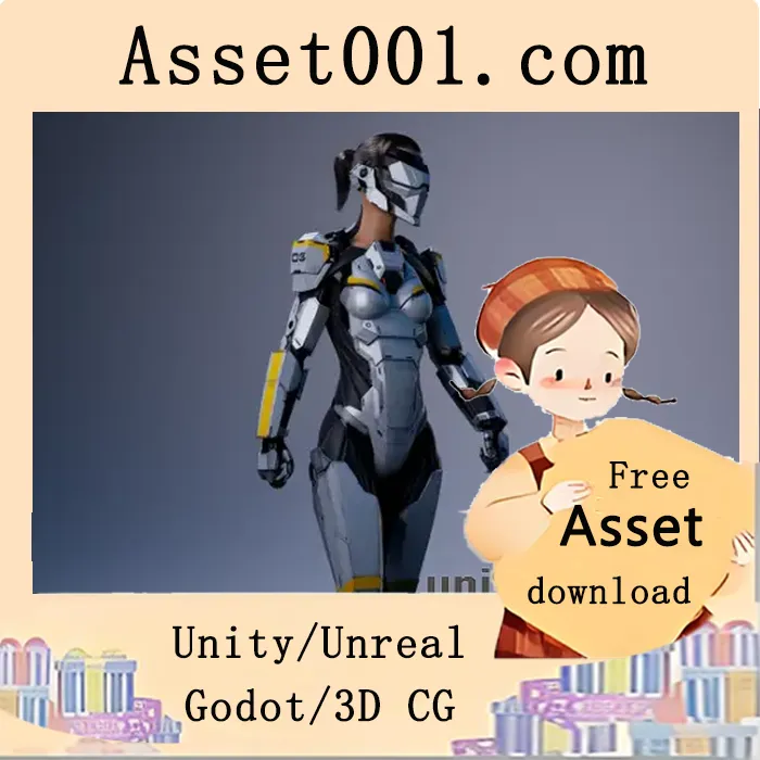 低多边形生物机械风人物模型（含4套装甲皮肤、Epic Skeleton骨骼扩展、13个可折叠网格件、PBR 4K/2K材质）|BiomechGir v5.0+