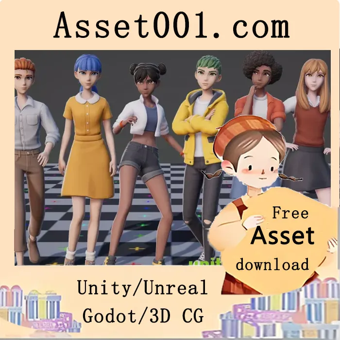 支持Unity 2021.3.22及以上版本的模块化风格3D人物资产（含可定制颜色着色器）|Modular Stylized Character 1 v2.0.3