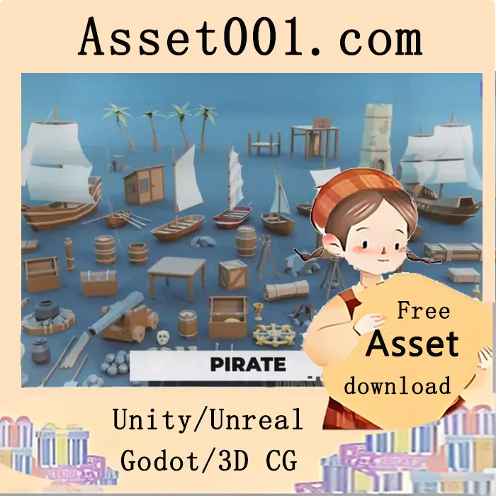 低多边形海盗素材包：打造充满魅力的海贼场景|Pirate Low Poly Pack v1.0
