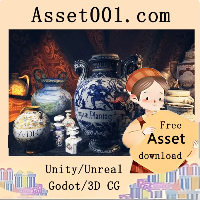 11件古董陶瓶模型包，适用于游戏环境装饰，18世纪奢华风格|Vintage Ceramics 4.26+