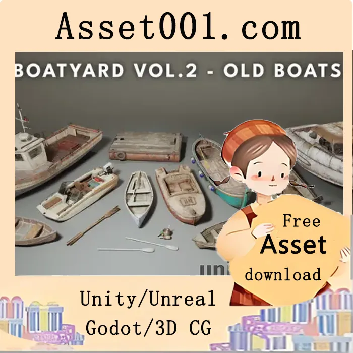 Unreal Engine 5 Nanite 高保真船舶道具集|Boatyard VOL.2 - Old Boats (Nanite) v5.1+