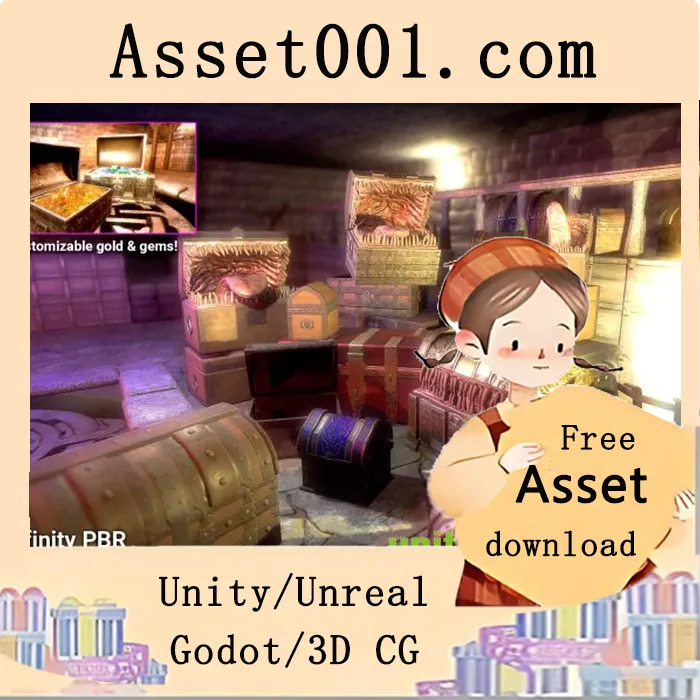 11种宝箱与仿生怪物：支持金属木材材质自定义的PBR宝箱包|Mimic Chests (And regular chests with gold and gems too!) - Fantasy RPG v4.3.2 (21 Mar 2026)