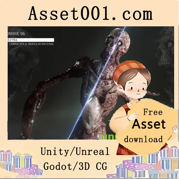 Parasite Zombie 06：支持变体材质与模块化材质的3D角色模型|Parasite Zombie 06 - Game Assets + Extra v5.3+
