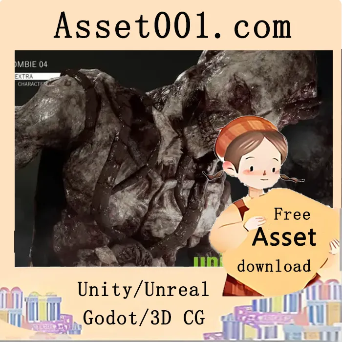 独特的寄生僵尸3D模型：适用于现代、未来或中世纪恐怖动作游戏的可定制角色资产|Parasite Zombie 04 - Game Assets + Extra v5.3+