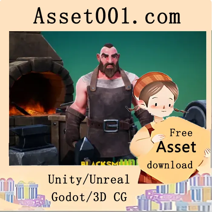 Unity/Unreal引擎中NPC黑铁匠角色资产包详解|NPC Blacksmith v4.27+