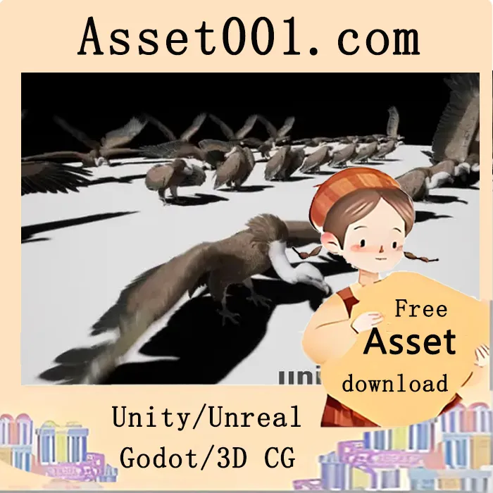 乌鸦3D模型与动画资源包：包含真实翅膀折叠与拍打动作|Vulture v5.3+