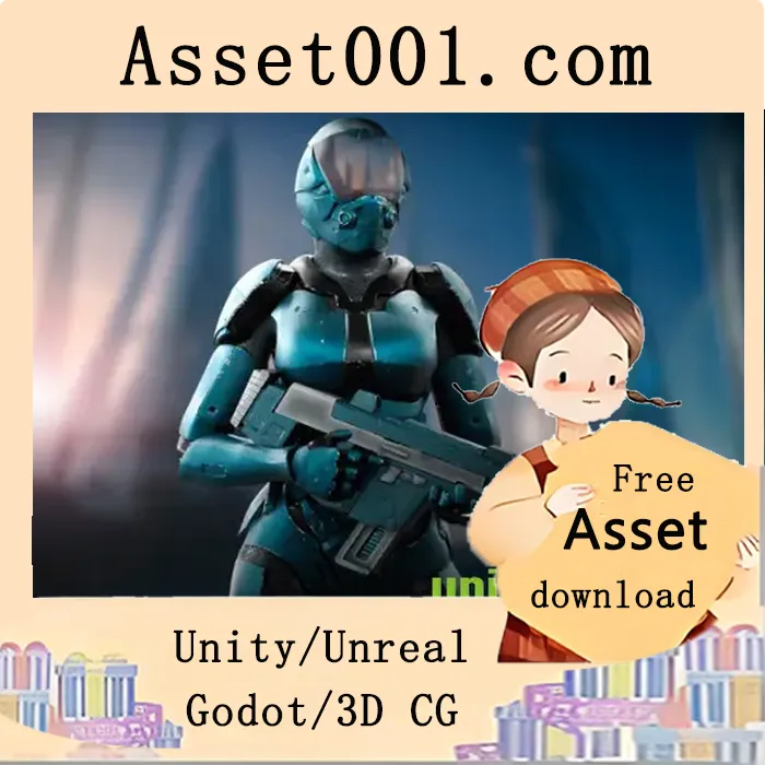 科幻风格低多边形女孩角色模型：支持四色选项、Unreal引擎优化骨骼及动画演示|Ski_Fi_Gurl v4.27+