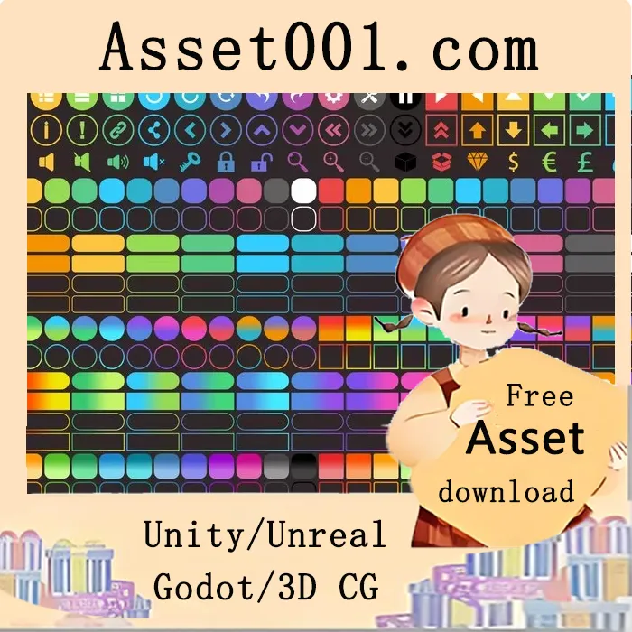 6000个扁平化按钮与图标资源包，含42种颜色风格及28种按钮形状|6000 Flat Buttons Icons Pack v2.3