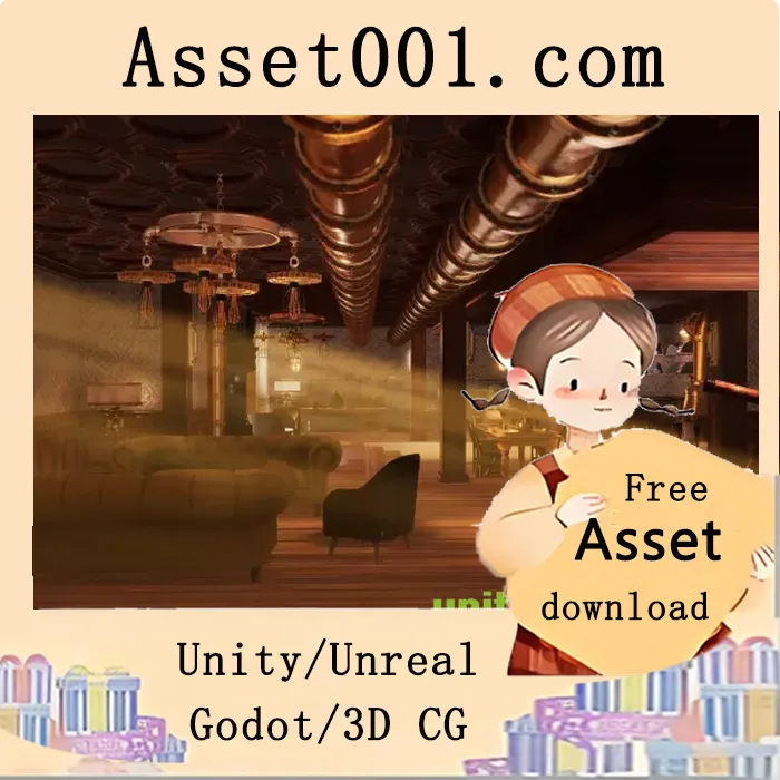 蒸汽朋克/复古风格室内环境包，包含87个独特模型，适用于游戏项目和虚拟制作|Steampunk/Vintage Interior v1.0