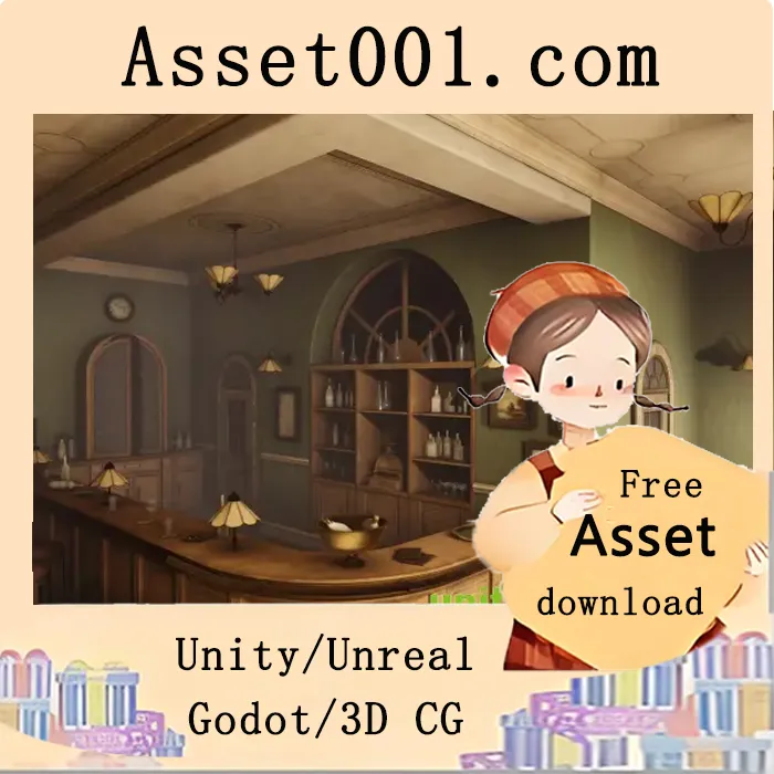 复古酒吧室内环境场景，含85个资产包用于打造复古室内场景|VintageBar Interior Environment v1.0