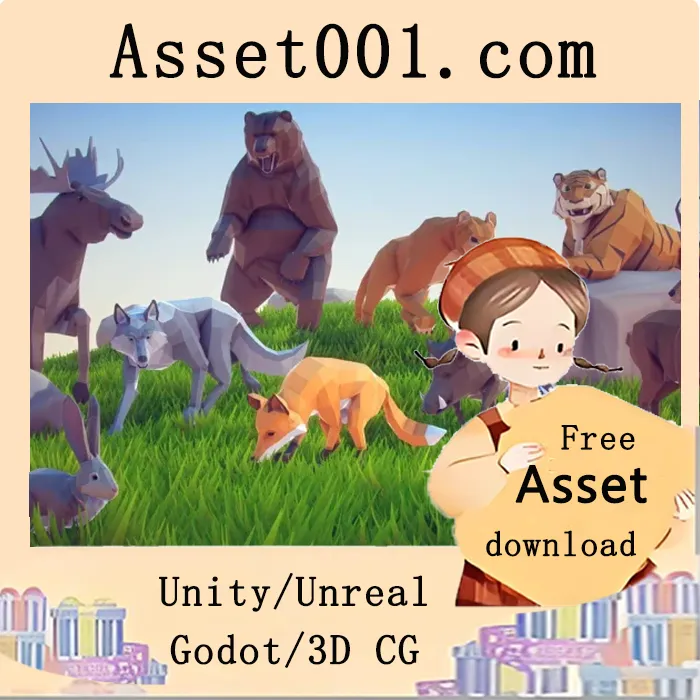 低多边形森林场景动物集合：包含10种野生动物模型与动画|Poly Art: Animal Forest Set