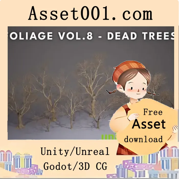 Unreal Engine 5 树木资产包：含Nanite与低多边形版本的高质量树木资源|Foliage VOL.8 - Dead Trees (Nanite and Low Poly) v5.3+