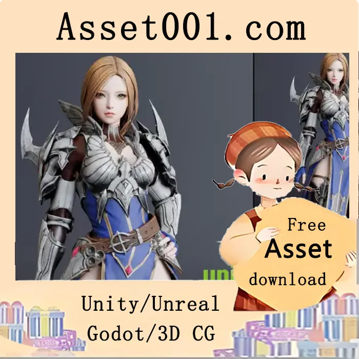 低多边形角色3D模型，已绑定，适用于实时应用|Dominique Girl Low-poly 3D model v5.1+