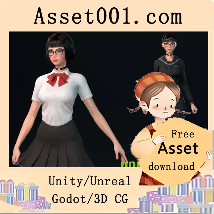 低多边形女角色“Millie Schoolgirl”游戏可用模型介绍|Millie Schoolgirl v4.27+