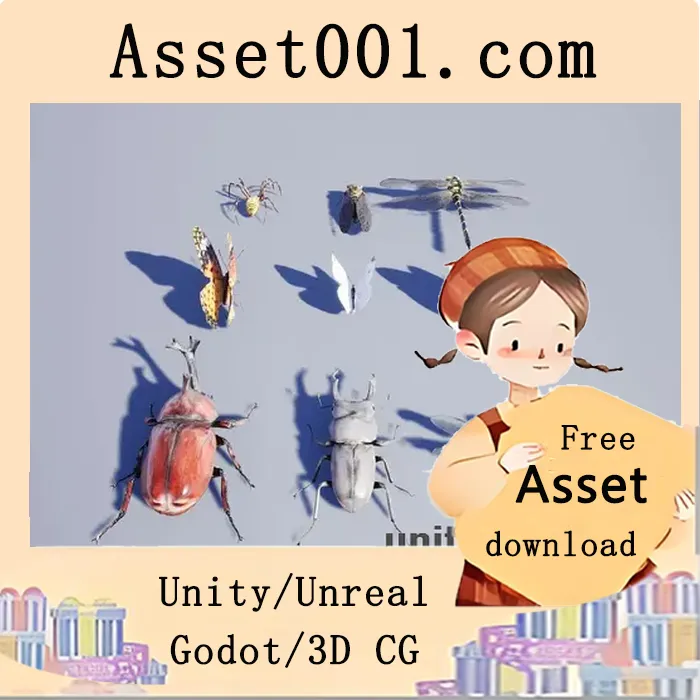 日本昆虫9种资产包，包含9个角色和54种动画|Japanese Insect Pack v4.22+
