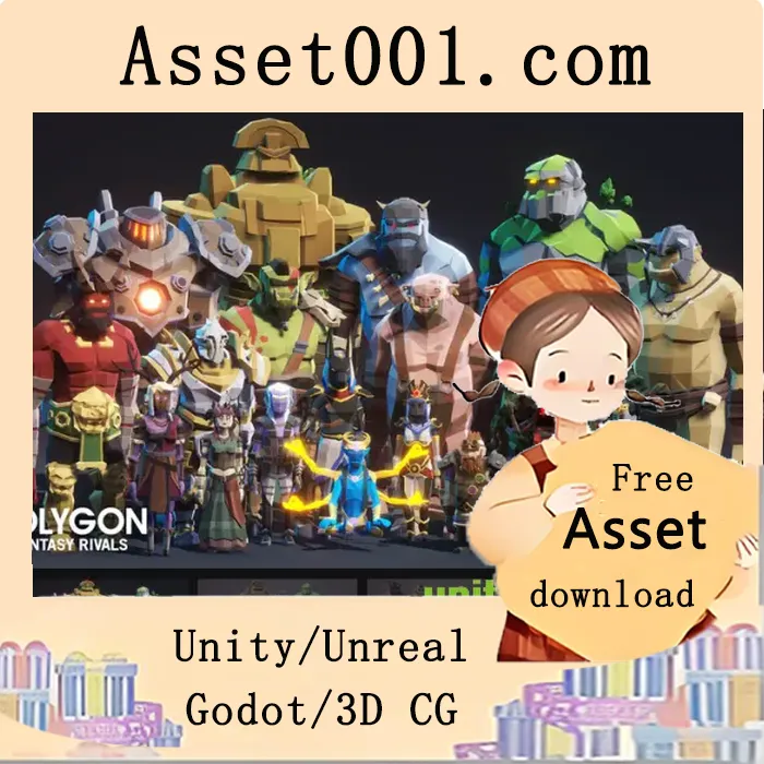 低多边形幻想RPG角色包：20个独特角色含武器、道具及特效|POLYGON - Fantasy Rivals - Low Poly Stylized 3D Characters v4.27+