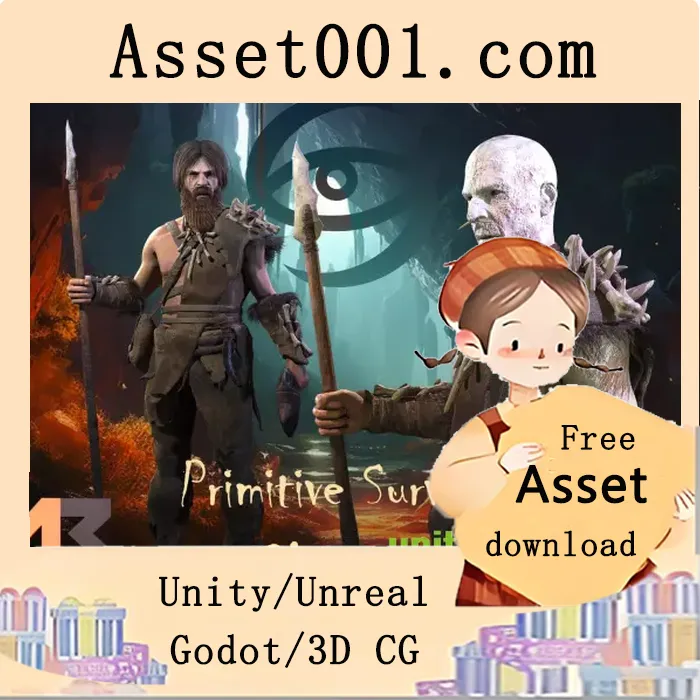 Unity引擎中基于PBR的原始生存风格人物模型创建指南（首人物：男性猎人）|Primitive Survival Character 01 v1.0