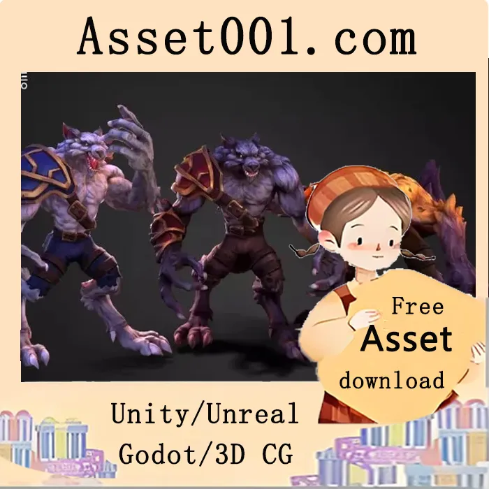 支持多种材质与色相偏移节点的奇幻狼人模型 v1.0|Stylized Fantasy Werewolf v1.0