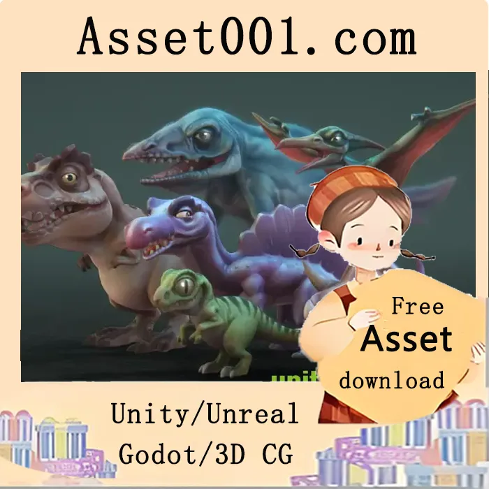 6款卡通恐龙游戏角色包，含 humanoid骨骼、根运动及完整动画|Toon Dinosaurs v1.5
