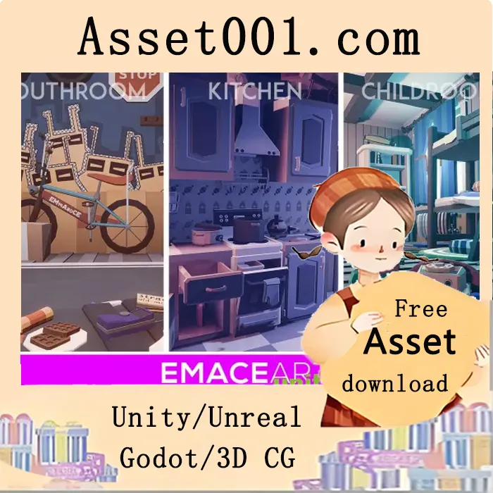 Unity资产商店全新上线：复古儿童房间套装夏季更新！|1990s Retro Game Environments: Classic Mid-Poly Rooms v1.3