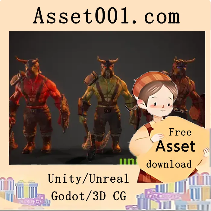 低多边形奥克战士模型（含动画）适用于多种游戏类型|Orc warrior axe and shield v4.24+