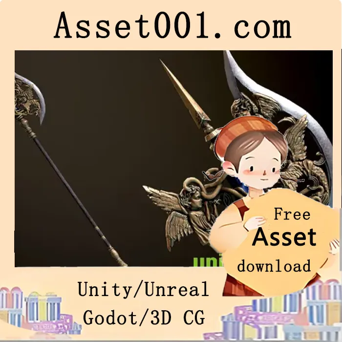 暗黑幻想长矛武器包：含双材质选项，支持骨骼与静态模型|Dark Fantasy Halberd - Polearm v4.27+