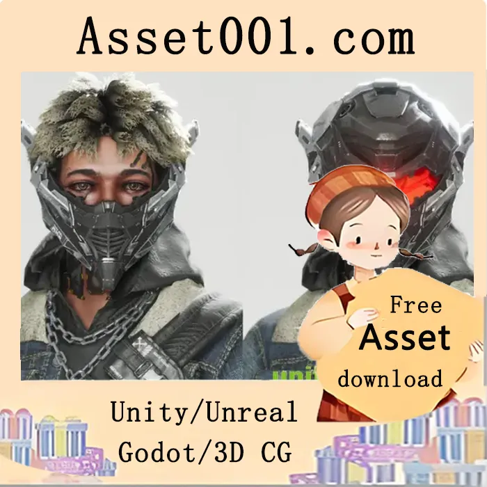支持UE5骨骼的完整 rigged 未来都市金属人角色，适用于多种游戏类型|Cyberpunk Metalhead v5.0+