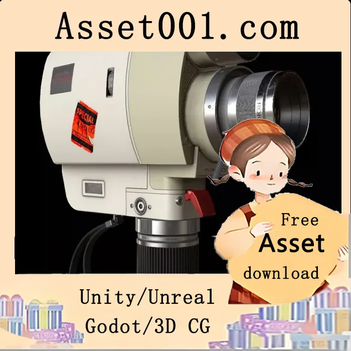 复古美能8毫米摄像机低多边形3D模型|Vintage Minolta 8mm camcorder Lowpoly low-poly