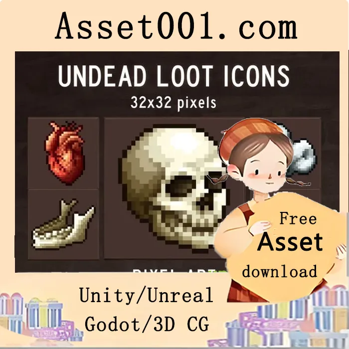 Undead Loot像素艺术图标集合（48件，32×32分辨率，PNG/PSD格式）|Undead Loot Pixel Art Icons