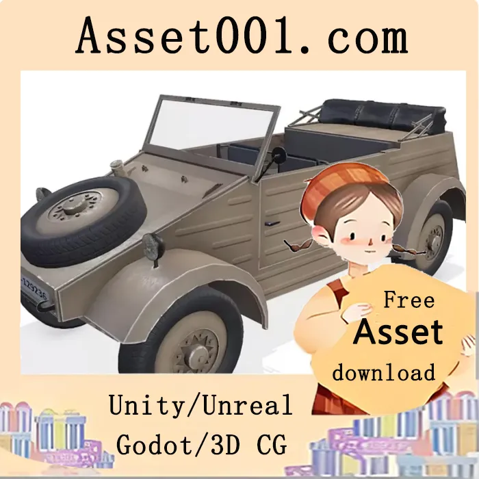 二战德国军事车辆Type 82 Kübelwagen低多边形3D模型|Type 82 Kubelwagen WWII German Military Car Low-poy