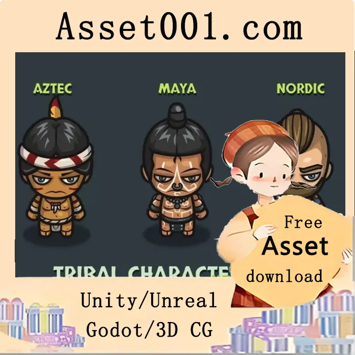 部落四方向角色精灵资产包介绍|Tribal 4-Direction Character Sprite Asset Pack