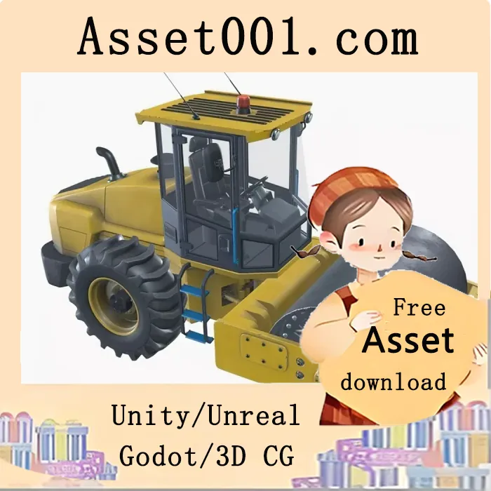 一款高精度的3D道路压路机模型解析|Road Roller