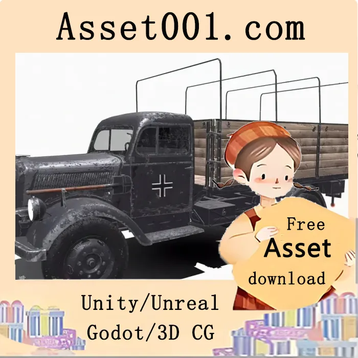 低多边形Opel Blitz二战德国军用卡车模型在历史实时场景中的应用|Opel Blitz WW2 German Military Truck low-poly