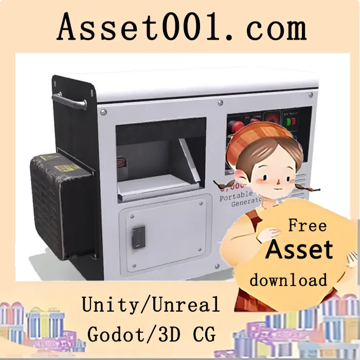 低多边形旧便携式发电机模型——工业工具场景的理想选择|Old Portable Power Generator Low-poly