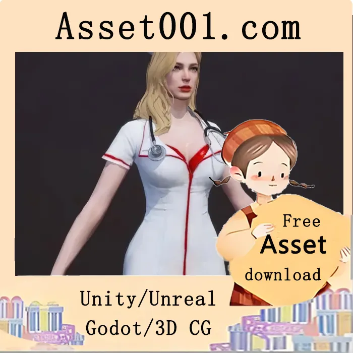 低多边形护士角色模型：适用于实时场景、AR/VR及医院主题游戏的高效可视化资产|Nurse female Low-poly