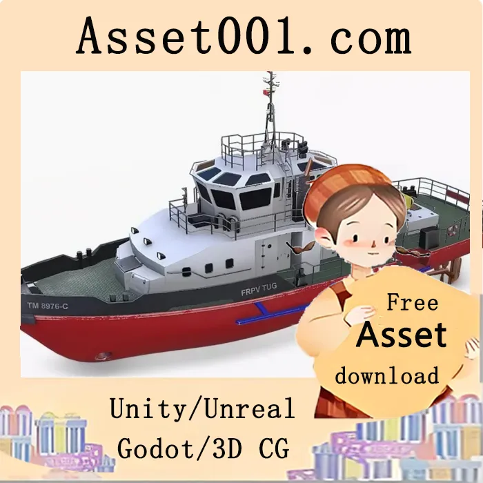 Fast Responsive Tugboat Low-poly|Fast Responsive Tugboat Low-poly