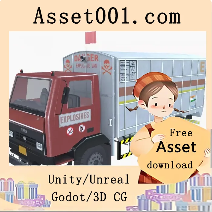 低多边形爆炸物运输车3D模型介绍|Explosives Vehicle With Rig low-poly