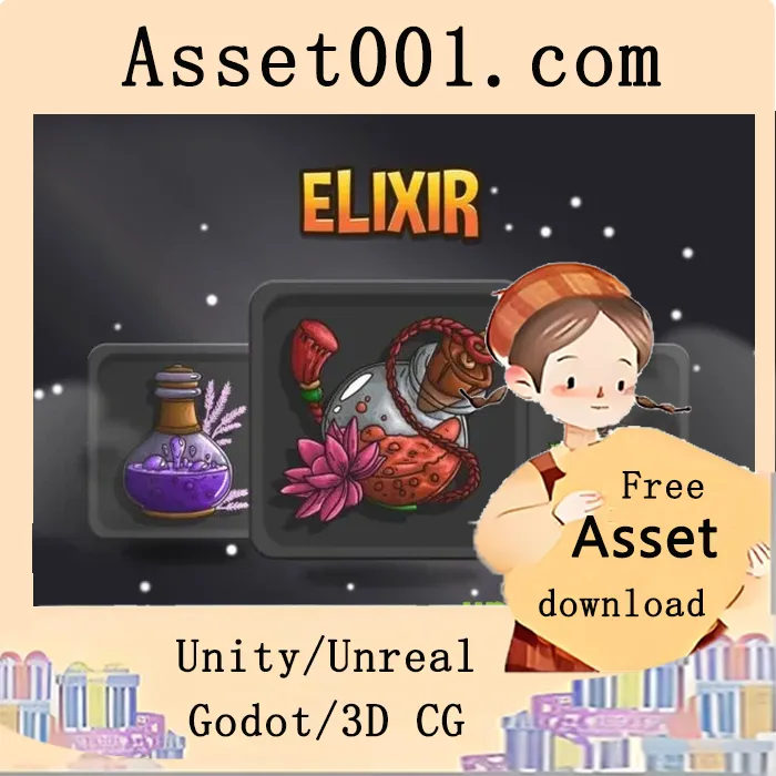 Elixir RPG图标包下载：48款2D矢量图标，适用于RPG、卡牌、文本小说等多种游戏类型|Elixir RPG Icon Pack