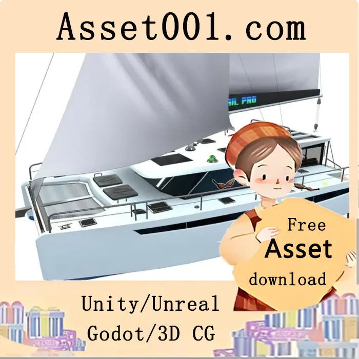 低多边形猫amaran模型在游戏与沉浸式场景中的应用|Catamaran Low-Poly