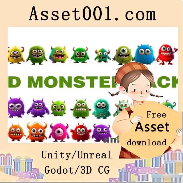 2D萌系毛绒怪物冒险包：30个生动 idle 动画姿态资源|2D Animated Cute and Furry Monster Pack (Pack of 30) v4.27+