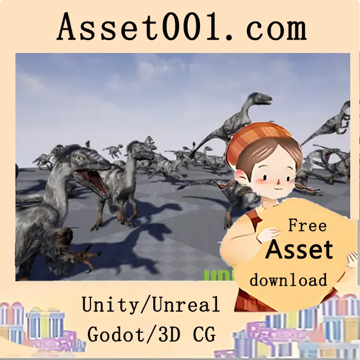 包含150+动画和5级LOD的迅猛龙3D模型资源包|Raptor Dinosaur Animated v4.11+