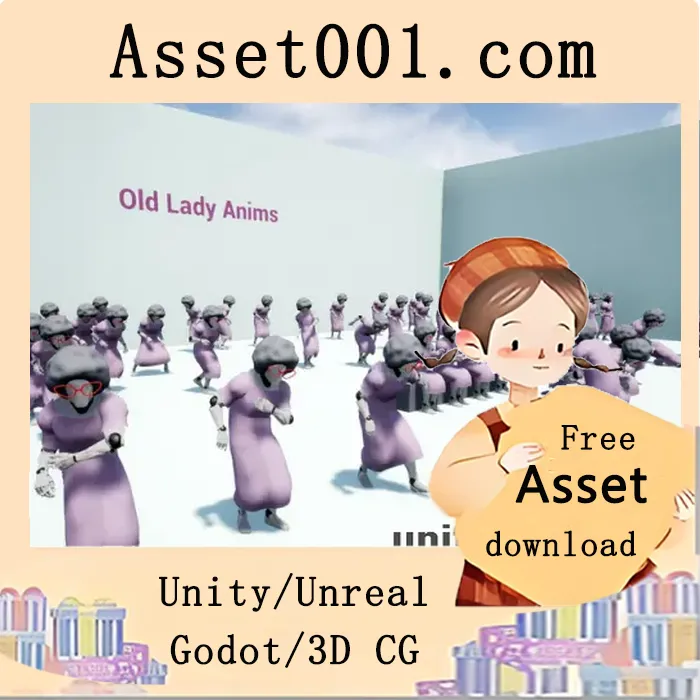65个老年女性NPC动画包，支持根运动|Old Lady Anims v5.0+
